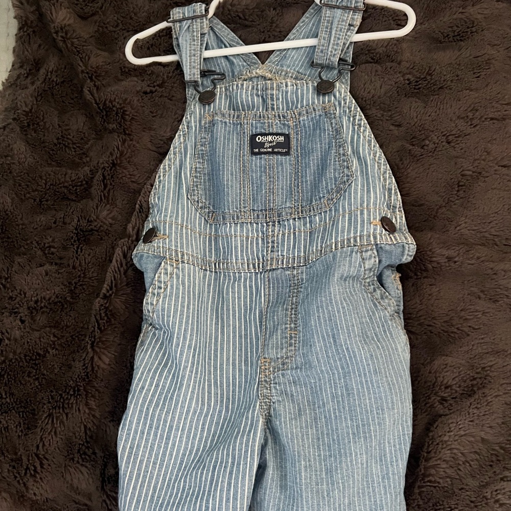 OshKosh B'gosh Light Blue Pinstripe Denim Overalls